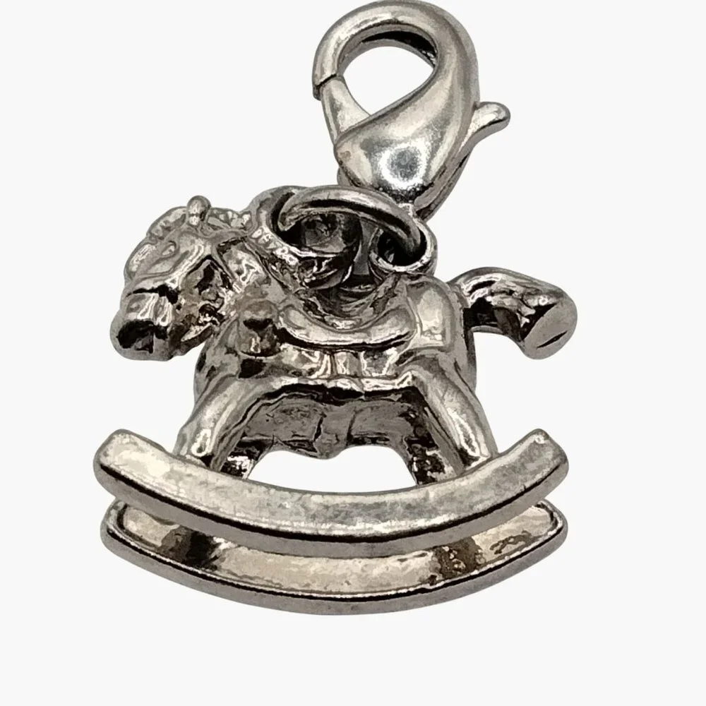 Silver Rocking Horse Charm Pendant - Picture 6 of 6